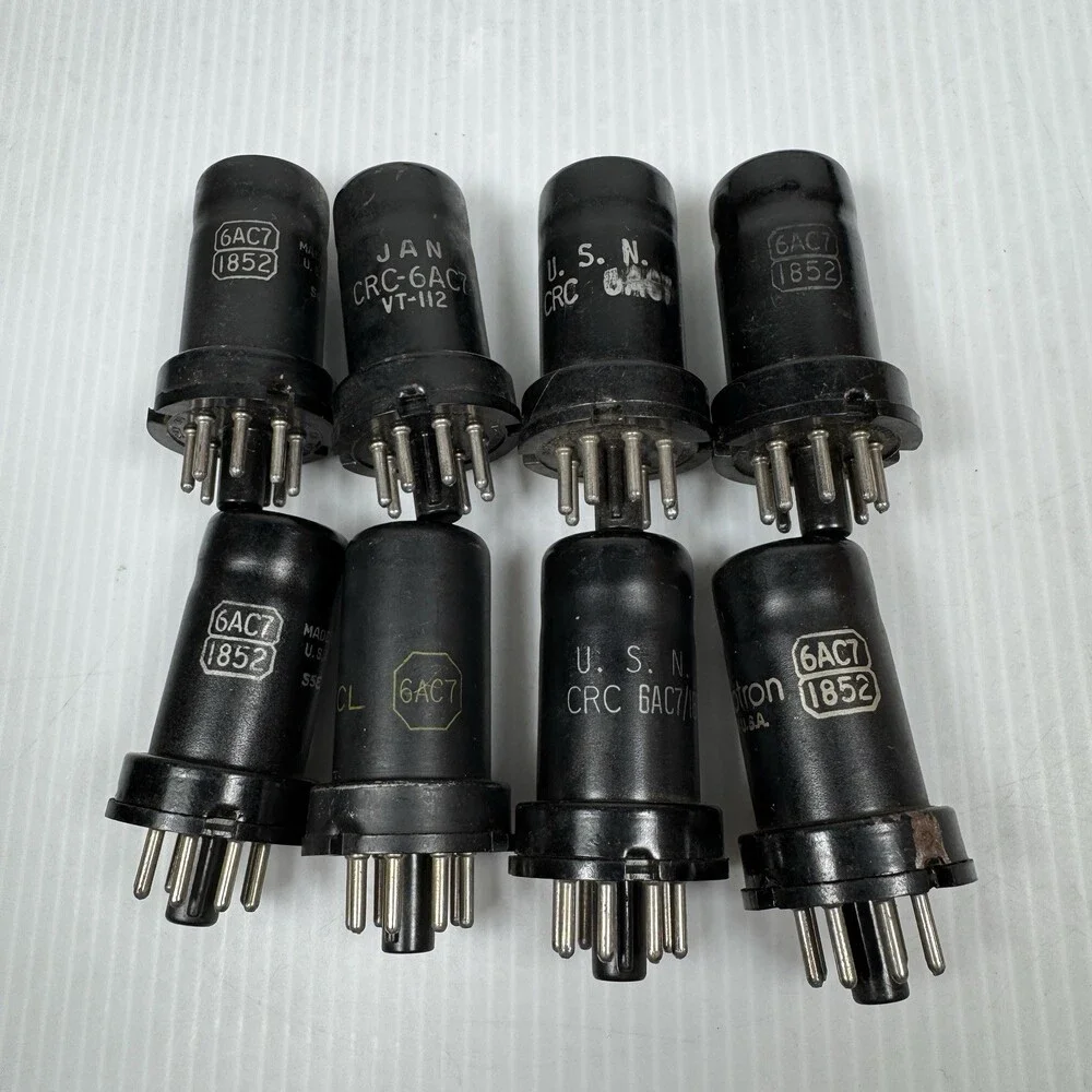 Mixed Lot Of 8 6AC7 Tubes RCA, Sylvania, US Navy CRC Untested Read
